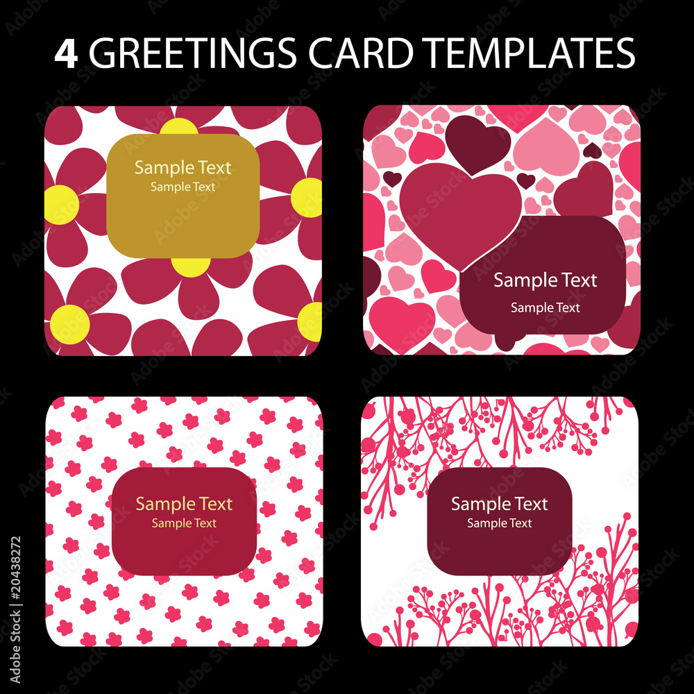 4 Greeting Cards: Valentine's Day