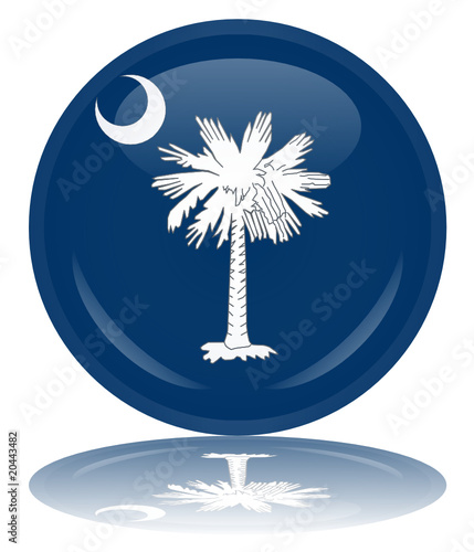 South Carolina State Round Flag Button (USA Vector Reflection)