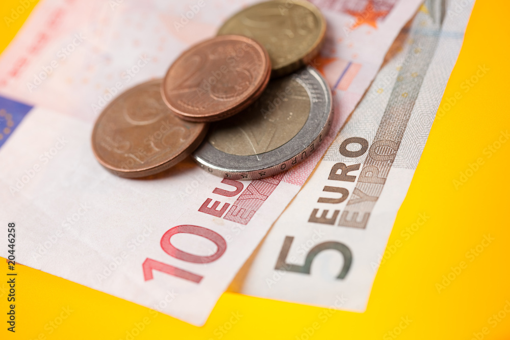 euros on color background