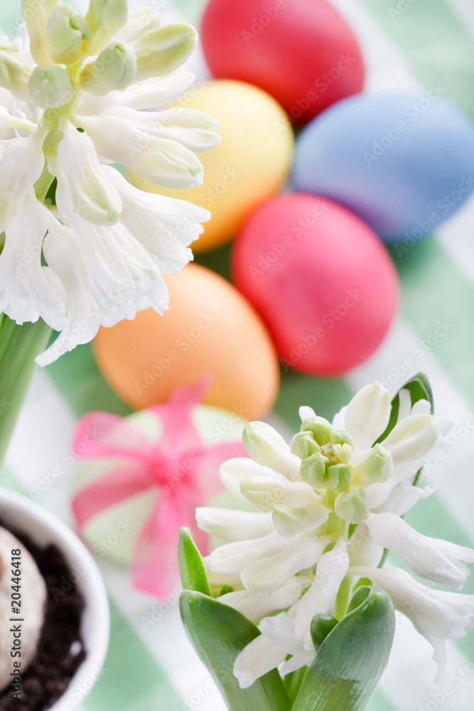Colorful Easter Eggs with flowers