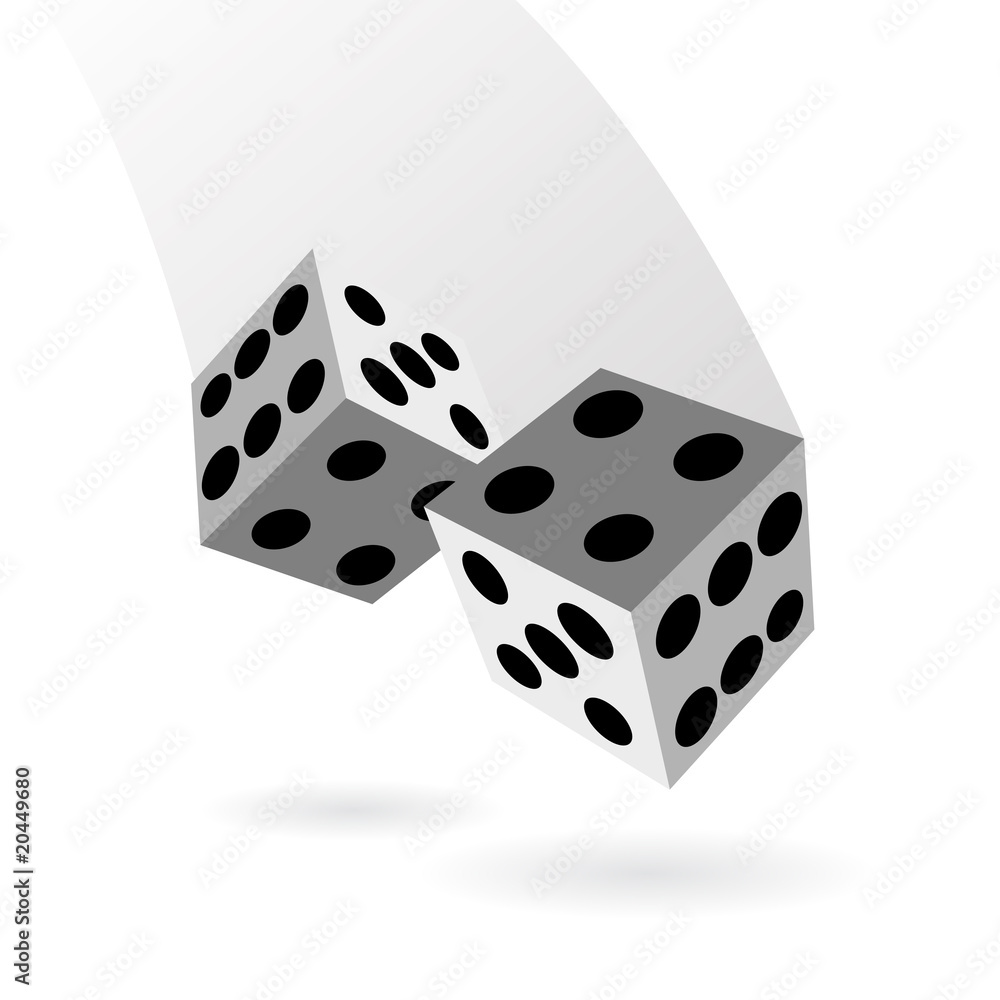vector dices casted on blank surface vector dices casted on blank surface
