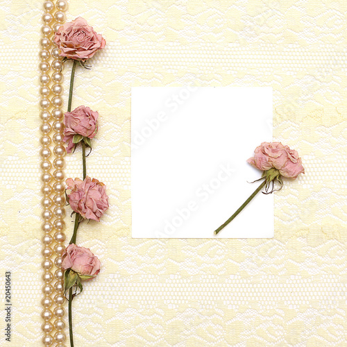 background with cream silky decoration accessories, lace and pea © artmim