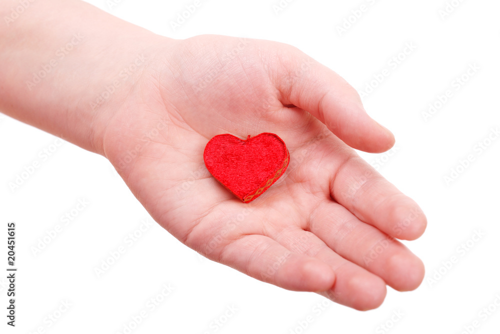 The man hand holds a heart symbol The man hand holds a heart symbol