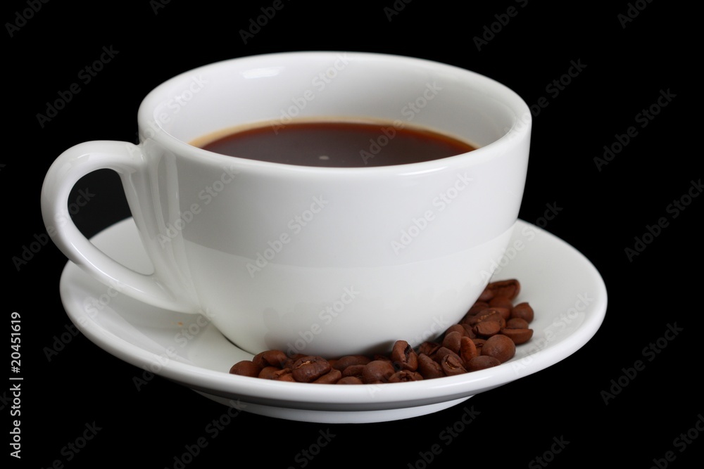 Obraz premium Coffee cup with coffee beans