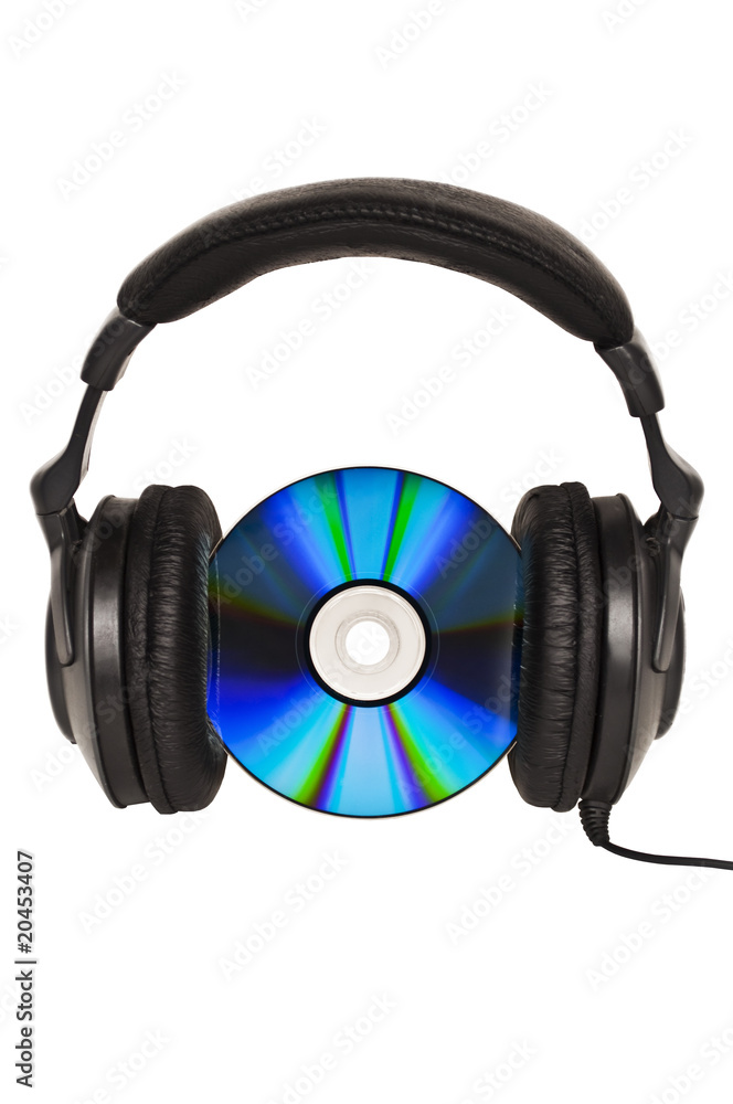 Headphones with CD with space for text Headphones with CD with space for text