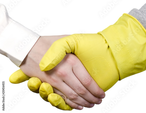 Cleaning worker and businessman
