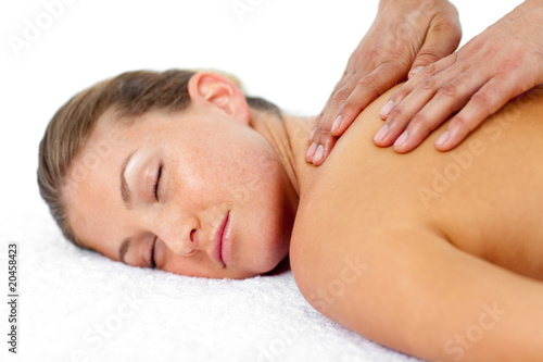 Relaxed woman getting a spa treatment