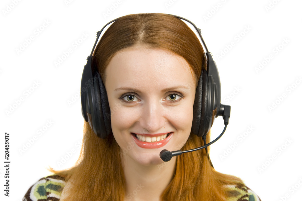 Beautiful smiling business woman with headset Beautiful smiling business woman with headset