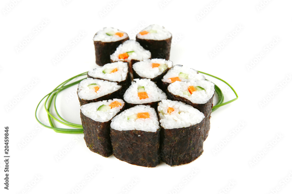 sushi rolss with green stems sushi rolss with green stems