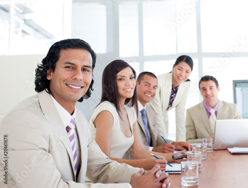 Portrait of a smiling business team in a meeting