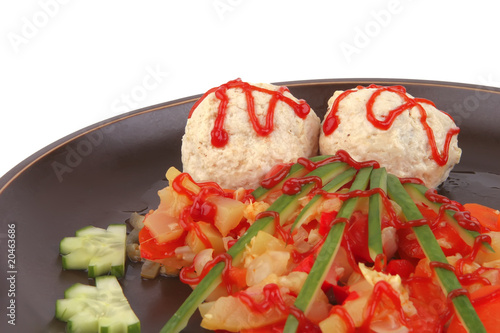 meatballs served with garnish