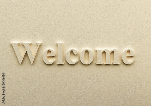 Welcome text on wall, with same wall textures photo