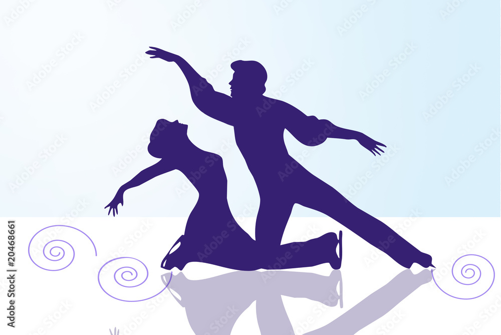 Silhouettes of figure skaters