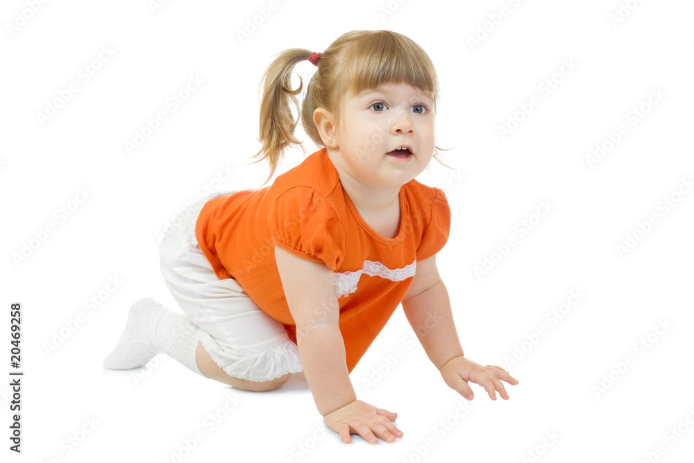 Little creeping girl isolated Little creeping girl isolated