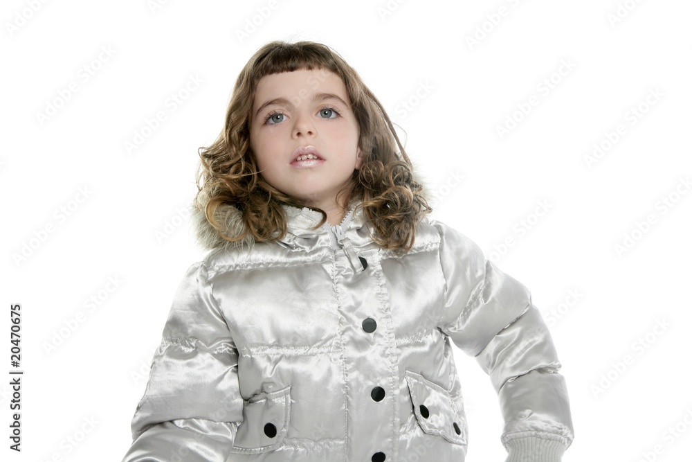 coat winter silver with little beautiful girl coat winter silver with little beautiful girl