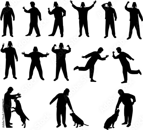 various man with winter hat silhouettes