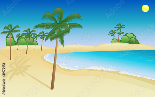 Summer scene with palms on the sea beach © Oksanamoon