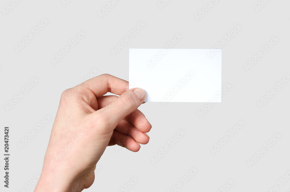 Hand showing a blank business card Hand showing a blank business card