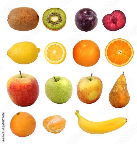 Fruit collection isolated on white background