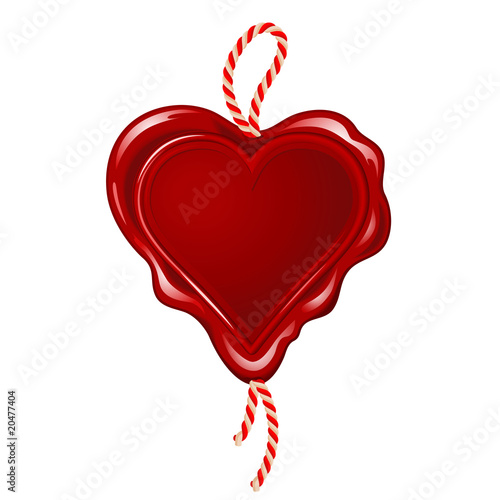 heart-shaped wax seal with rope