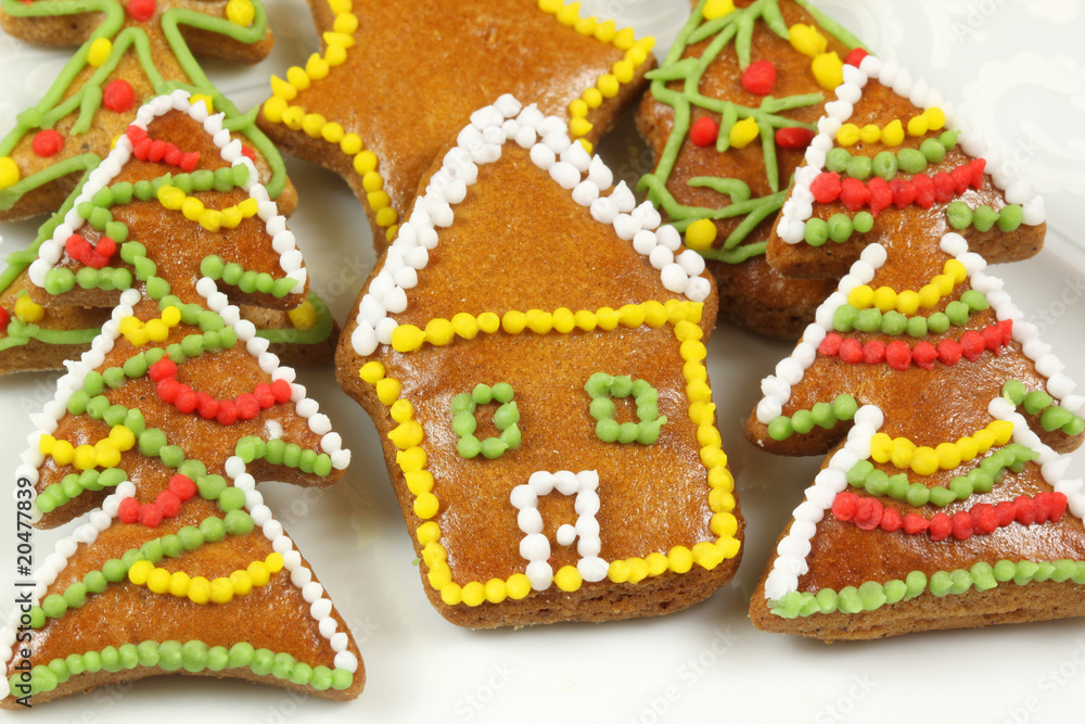 Christmas colorful gingerbread cookies