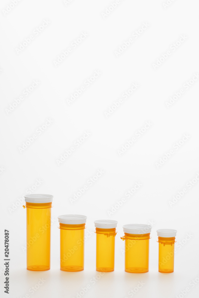 Empty Yellow Medicine Bottles. Isoated Empty Yellow Medicine Bottles. Isoated