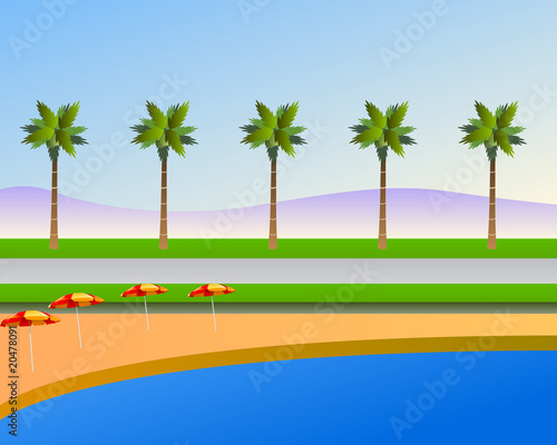 tropical beach landscape vector background