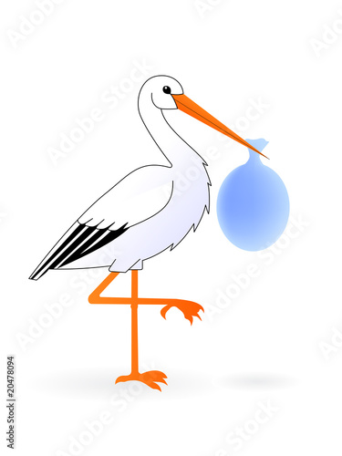 vector stork with baby bag