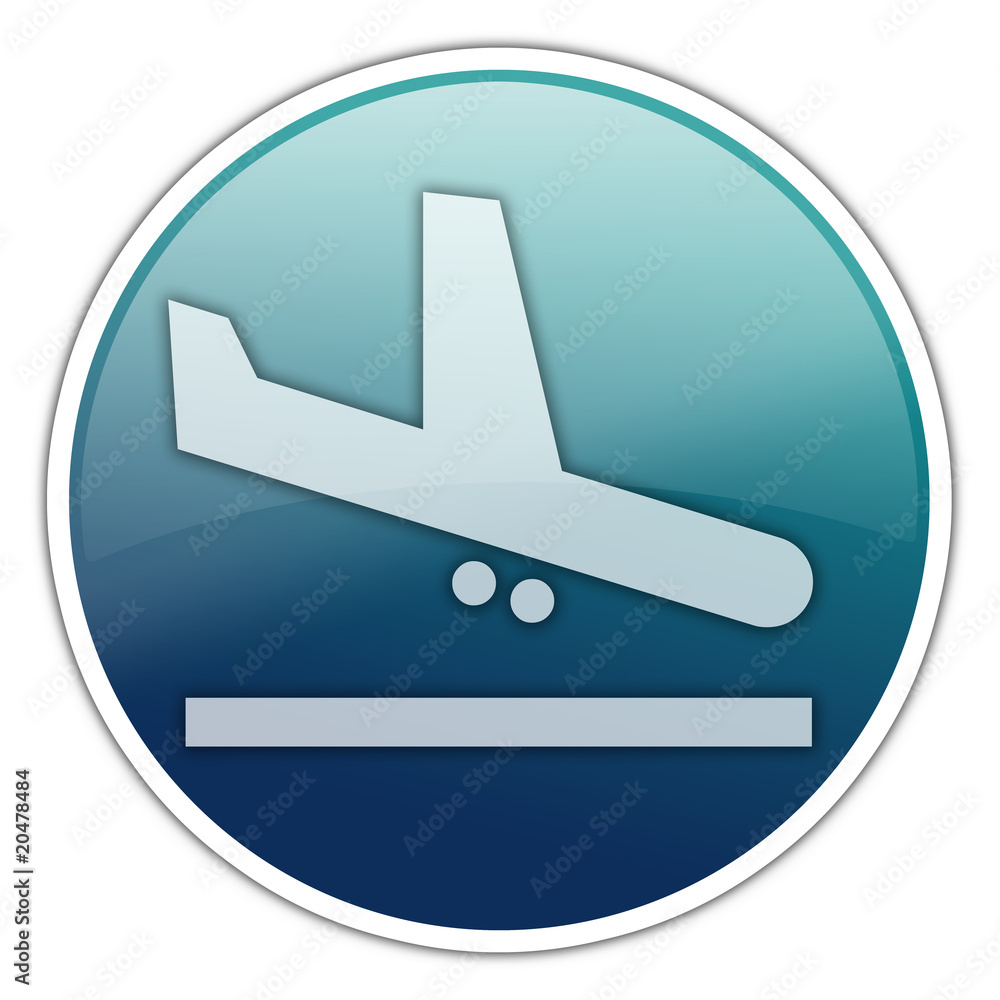Round Sticker with Airport Arrivals Symbol Round Sticker with Airport Arrivals Symbol