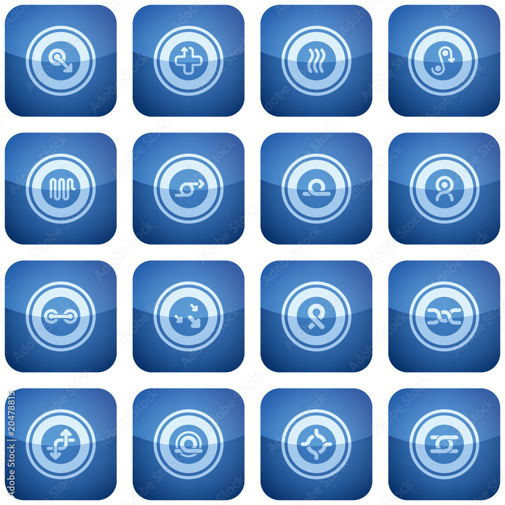 Cobalt Square 2D Icons Set
