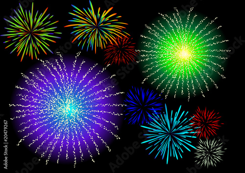 Abstract vector illustration of fireworks