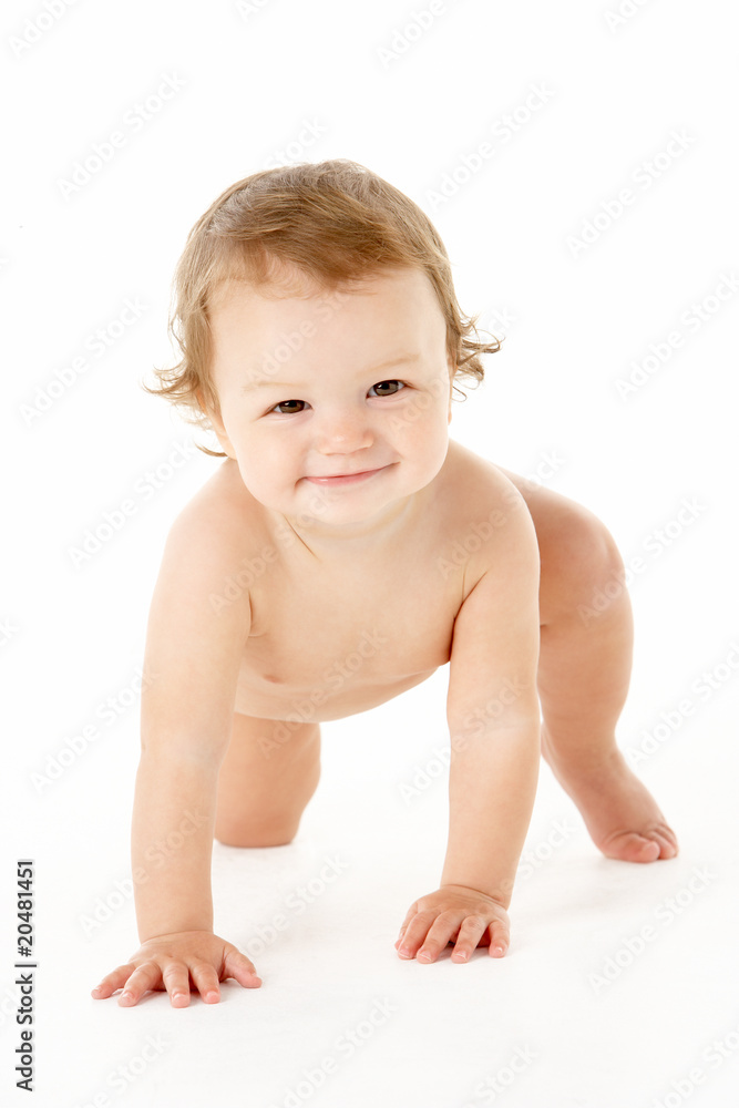 Studio Portrait Of Baby Boy Crawling Studio Portrait Of Baby Boy Crawling