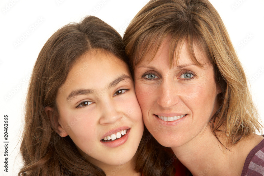 Studio Portrait Of Mother And Daughter Studio Portrait Of Mother And Daughter