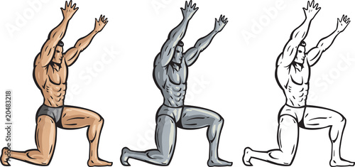 Muscular man holding something up