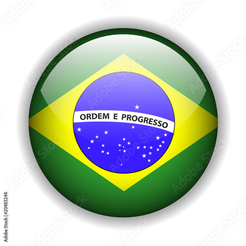 Brazil flag button, vector