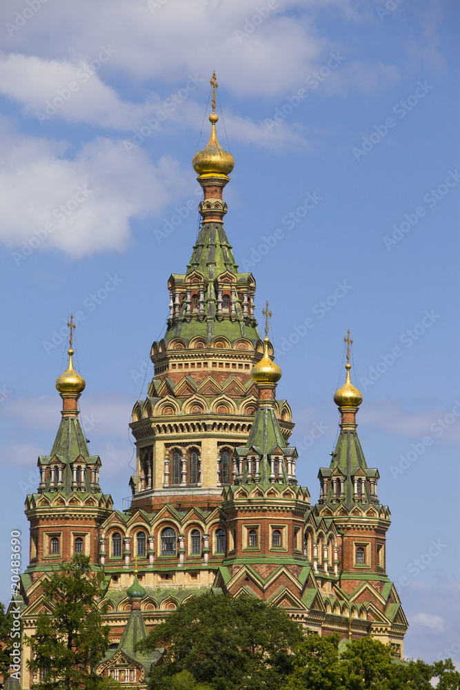 Russia, Peterhof and the Church of St. Peter and Paul Church..