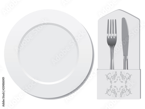 Plate knife fork vector