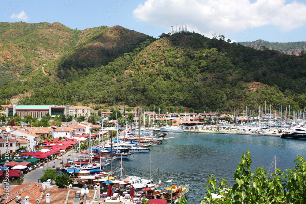 View of the yacht marina in Marmaris