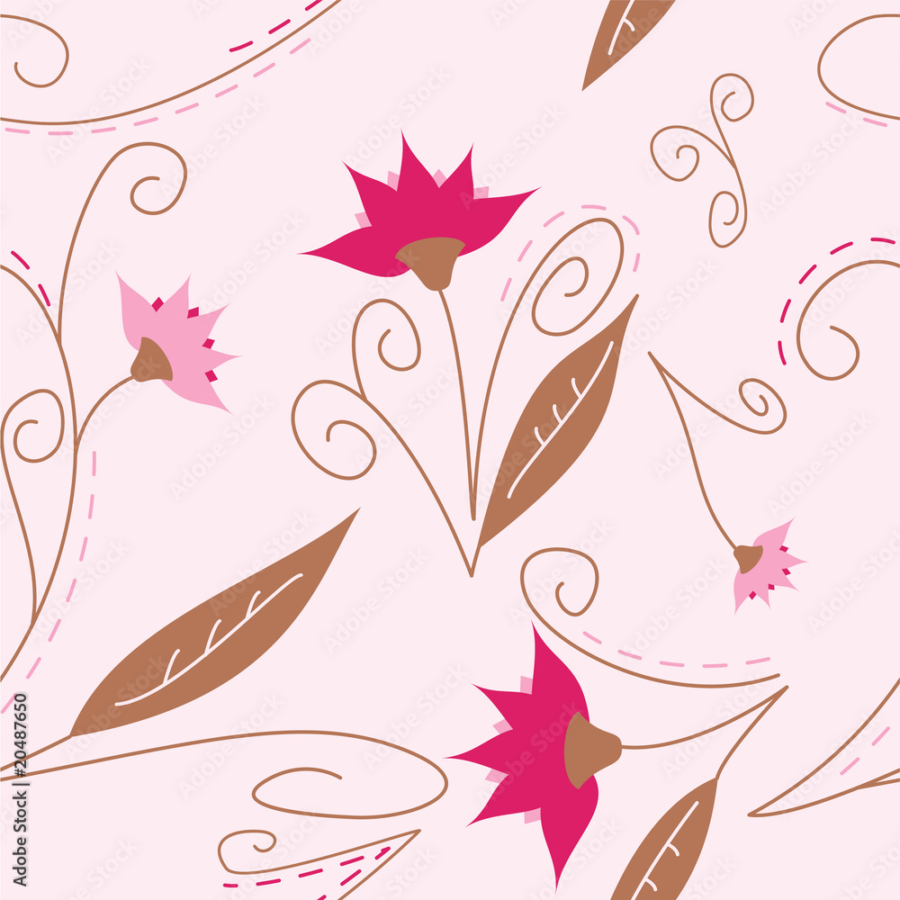 Pretty seamless pattern featuring flowers in pink, girly colors Pretty seamless pattern featuring flowers in pink, girly colors