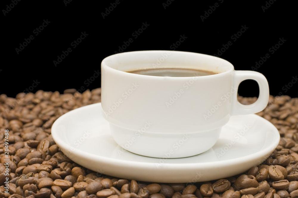 Cup from coffee on coffee grains Cup from coffee on coffee grains