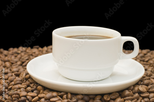 Cup from coffee on coffee grains