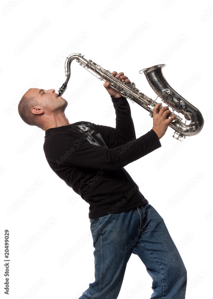 Naklejka premium Man with saxophone