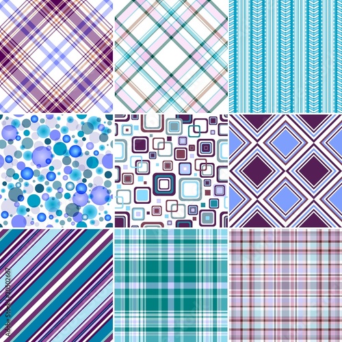 Set blue-lilas seamless patterns