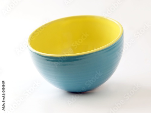 yellow and blue ceramic pot