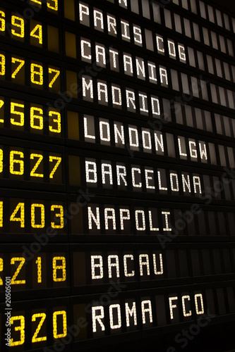 Travel destinations - airport departure board