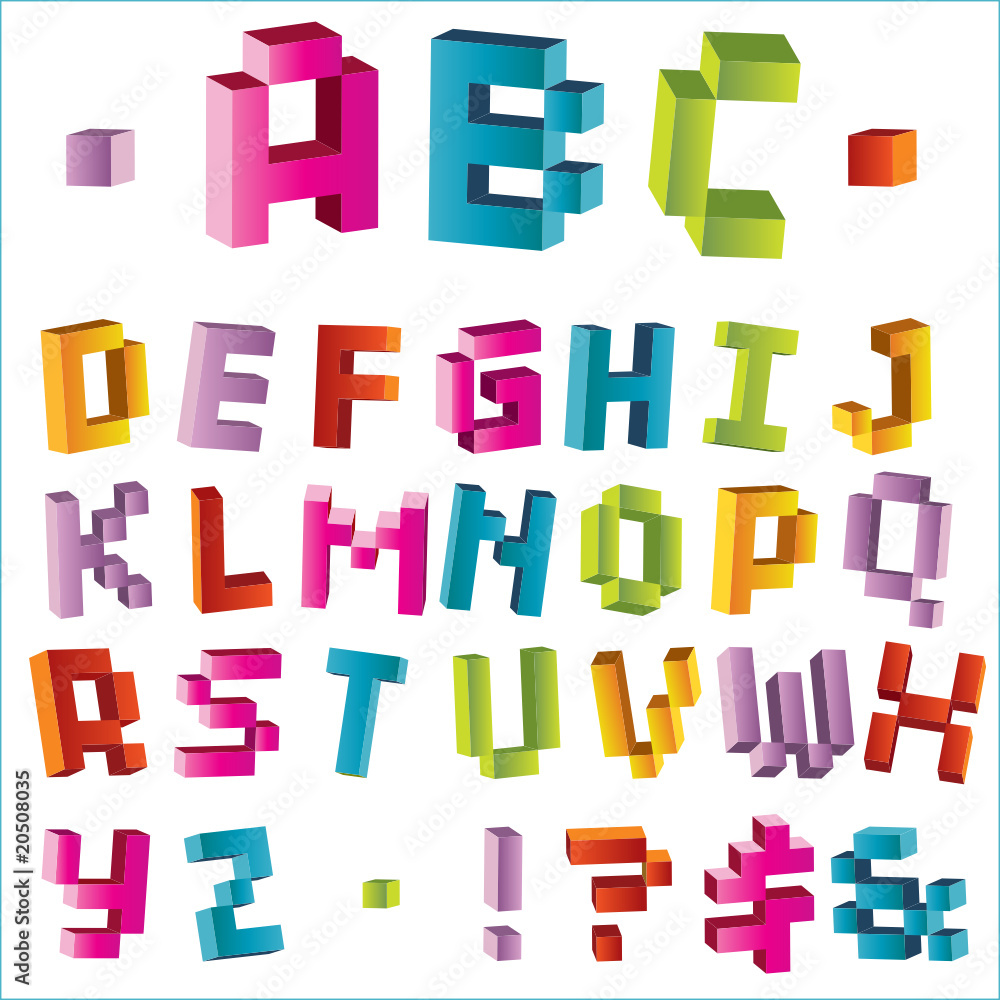 Bright vector pixel alphabet Bright vector pixel alphabet