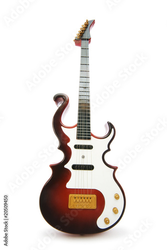 Wood guitar isolated on the white background