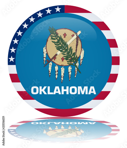 Oklahoma Round Flag Button (Oklahoman State USA America Vector)