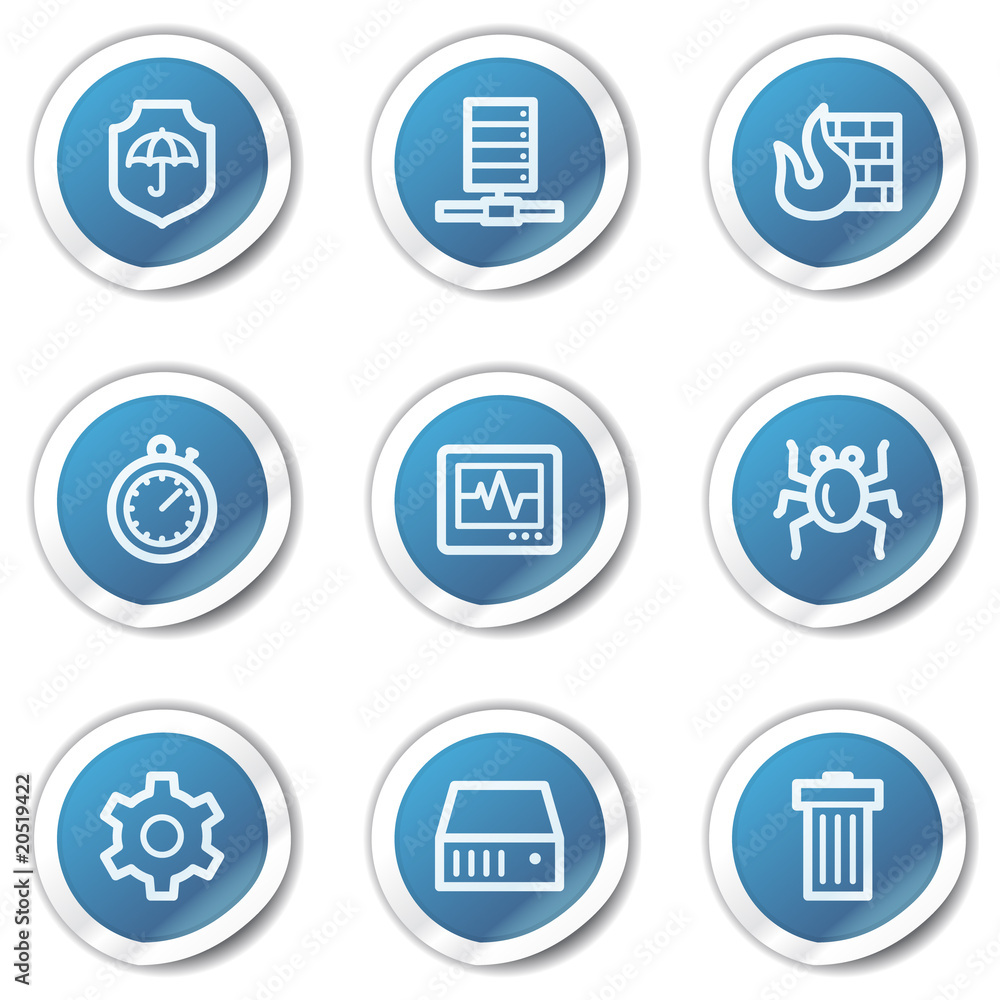 Internet security web icons, blue sticker series Internet security web icons, blue sticker series