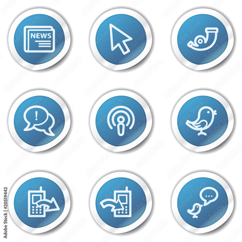 Internet web icons set 2, blue sticker series Internet web icons set 2, blue sticker series